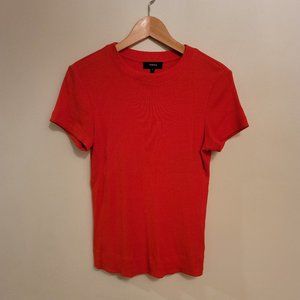 Theory Tiny Tee in Ribbed Cotton - Tomato